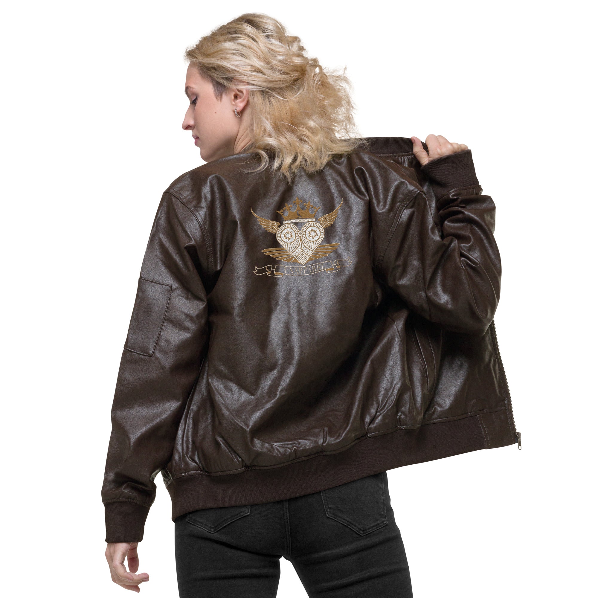 Faux Leather Warmer Bomber Jacket